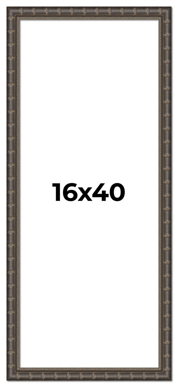 16x40 Modern Bamboo Picture Frame with UV-Resistant Acrylic & Acid Free Backing, Available in 5 Finishes - Gold, Silver, Brown, Black, and Natural